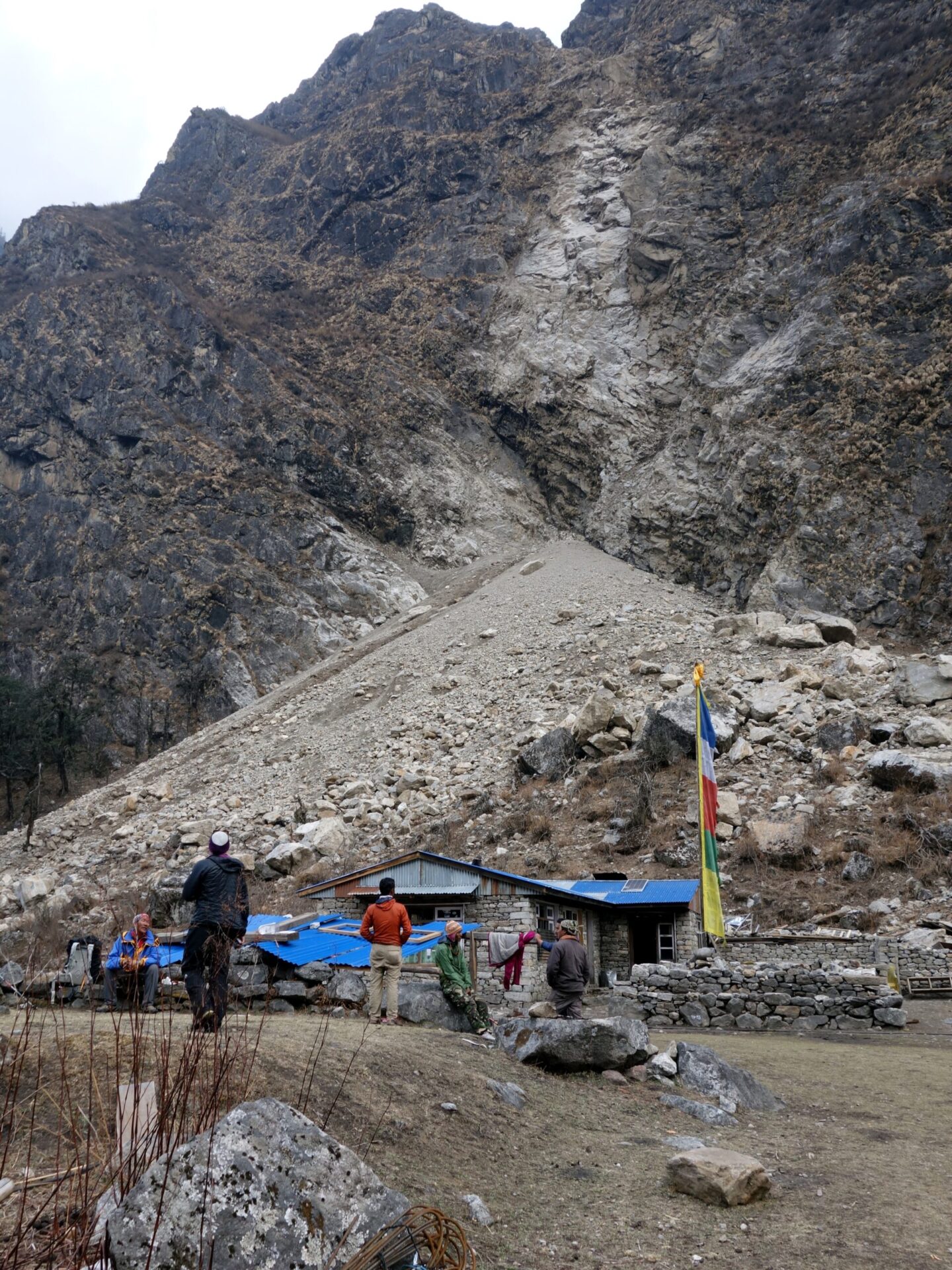 Landslide above tea-house, Nepal