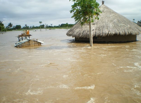 Widespread flooding in village Mozambiqe