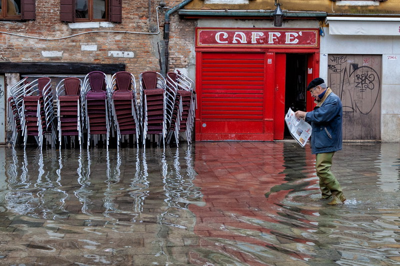 Flooded street in Venice