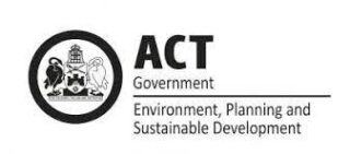 Black circle with the coat of arms of the Australian Capital Territory inside, next to the words ACT Government, Environment, Planning and Sustainable Development