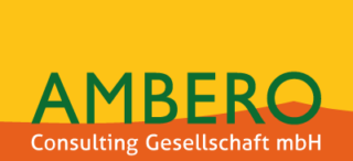 The logo is the word AMBERO in green on an orange and yellow background.