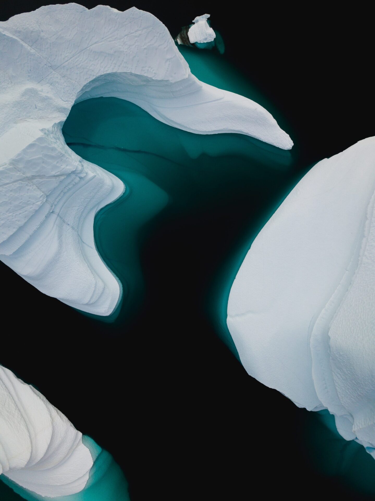 A view of icebergs from above