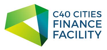 Green 3D triangle as a logo for C40 Cities Finance Facility