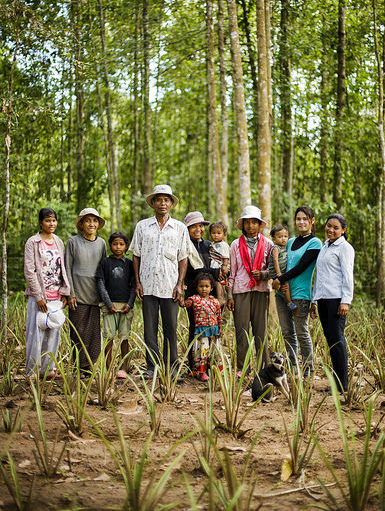 Cambodian family in a forest