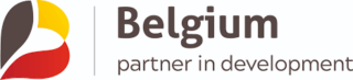 black, yellow, and red design with the words 'belgium partner in development'