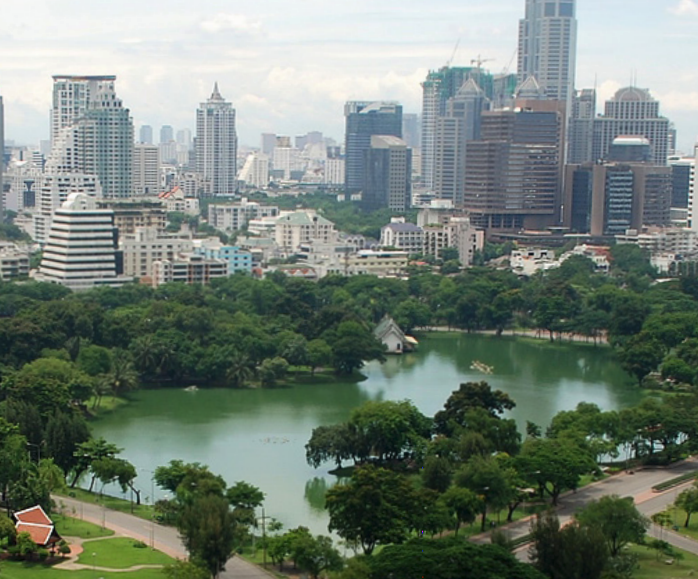 Aerial view of Lumphini Park, Bangkok, Thailand; Photo by Terence Ong, June 2007.