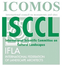 Logo of the ISCCL (International Scientific Committee on Cultural Landscapes), a joint committee of ICOMOS (International Council on Monuments and Sites) and IFLA (International Federation of Landscape Architects) [by Landhistory2019]