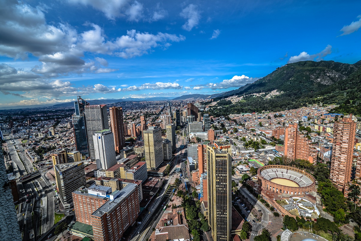 Aerial view of Bogota, the capital of Colombia.