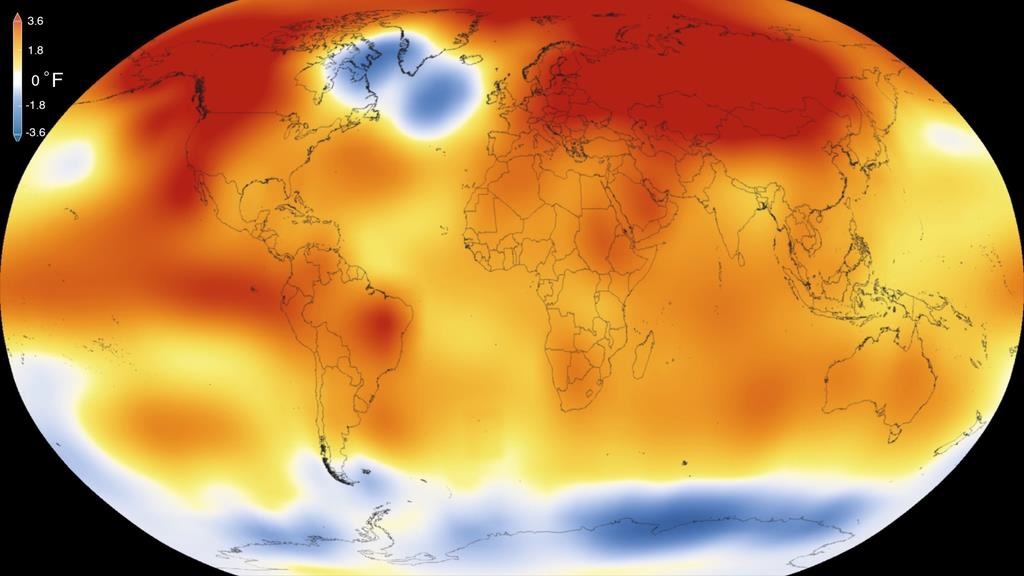 Climate change temperature map of the world