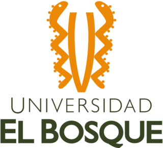 Orange snakes depicted vertically with Universidad El Bosque written underneath in dark green