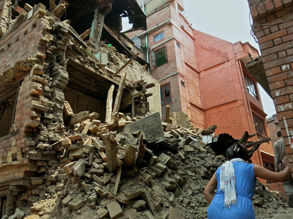 Aftermath of the 2015 Nepal earthquake.
