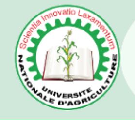 a green square with a circle in the middle. Within the circle, a corn plant growing from a book. The name of the university and its logo wrap around in the circle