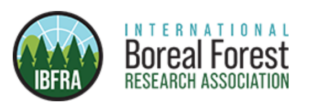 a circle with trees and the acronym IBFRA next to the words International Boreal Forest Research Association