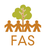 clipart of people holding hands under a tree above the words FAS