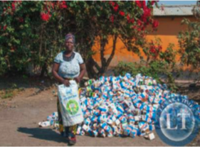 Paper containers of Chibuku collected for recycling