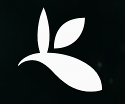 The logo is a silhouette of three leaves.