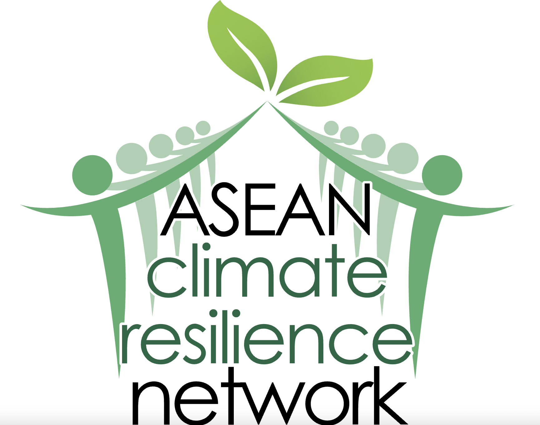 The logo of ASEAN-CRN, a row of cartoon people holding two leaves above their heads.