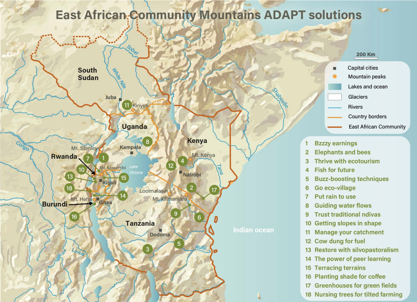 Map of solutions featured in the booklet