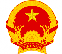 Red and yellow crest with a gold star in the centre and Vietnam written at the bottom