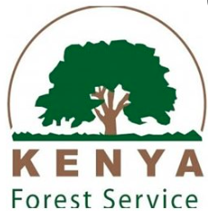 A green tree on top of some grass with Kenya Forest Service written below in green and brown.