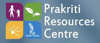 icons of humans, a plant, and the sun next to the words prakriti resources centre