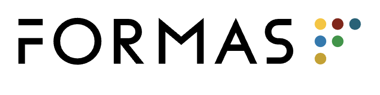 FORMAS in black letters next to a triangle of multicoloured dots