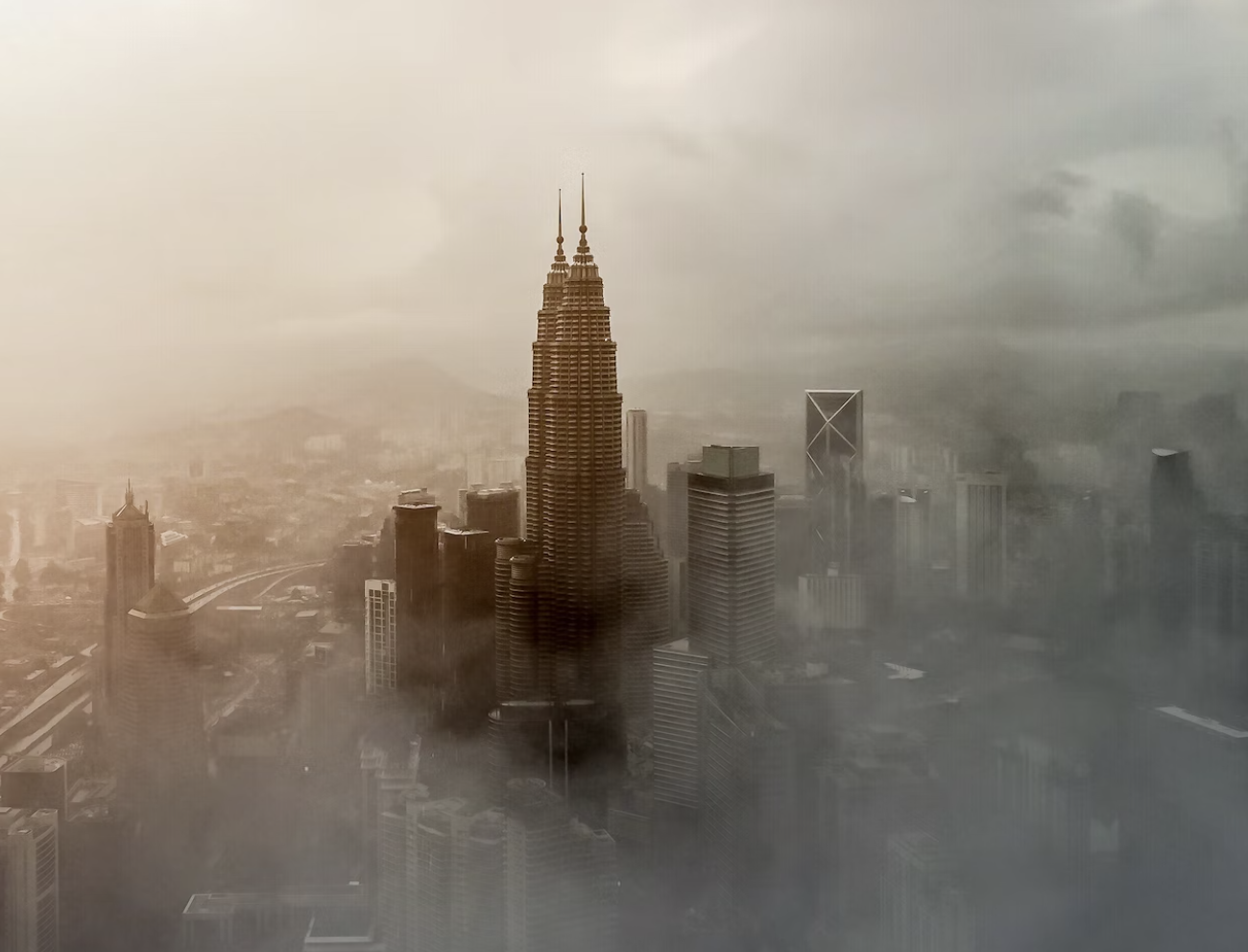 A tower in misty skies in Kuala Lumpur, Malaysia