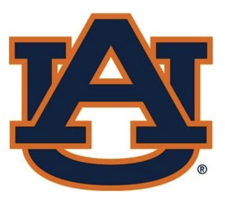 U with an A in front in navy and orange