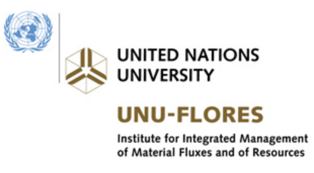 United nations university UNU-Flores, institute for integrated management of material fluxes and resources with the UN logo in blue
