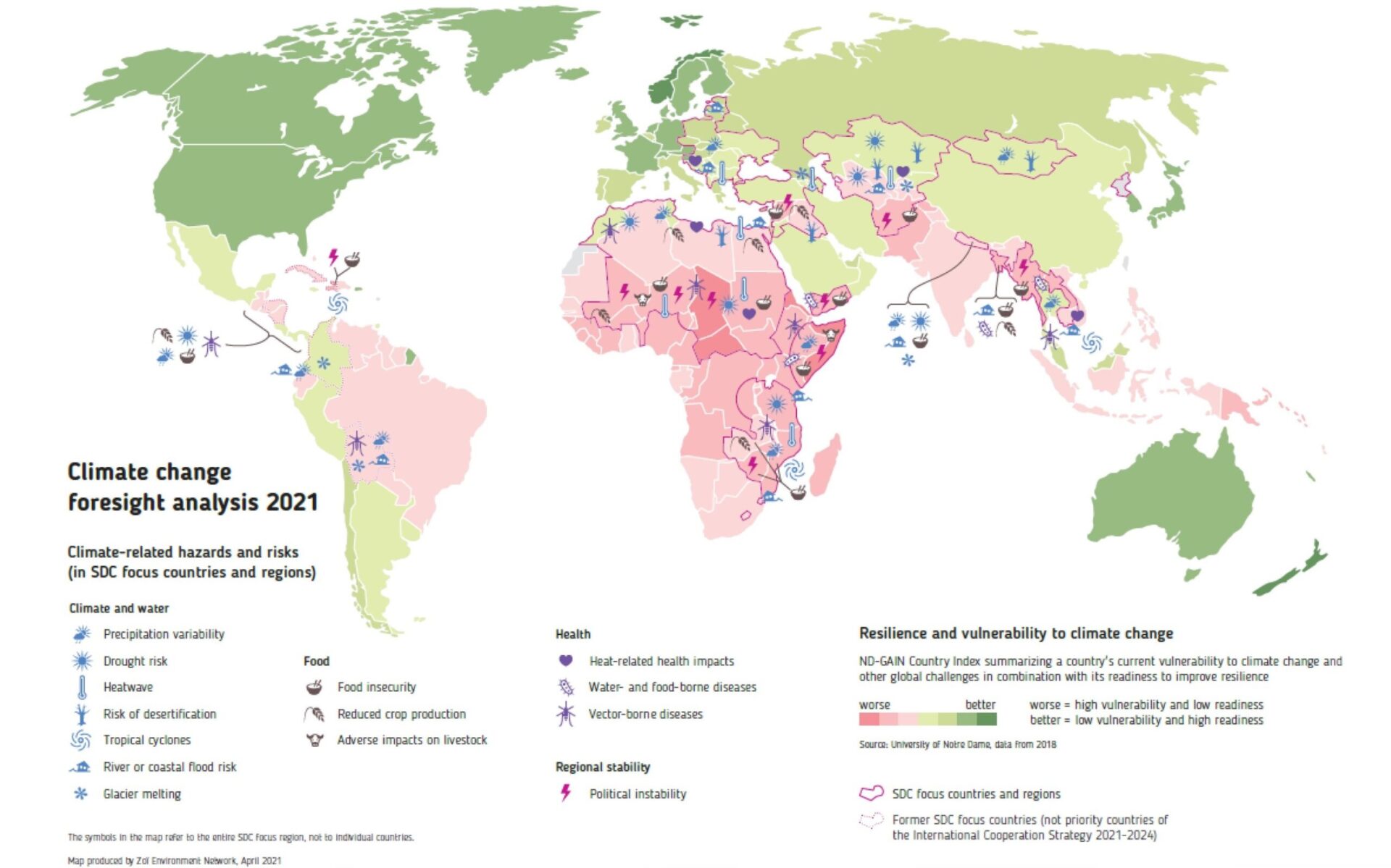 Figure 2 from page 8 of the report: SDC Climate change foresight analysis Global and regional risks and hotspots Update 2021. (Click to enlarge)