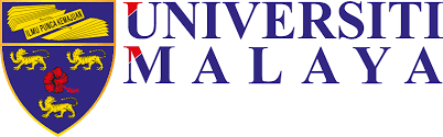 the words universiti malaya next to a coat of arms with three gold animals and a red flower