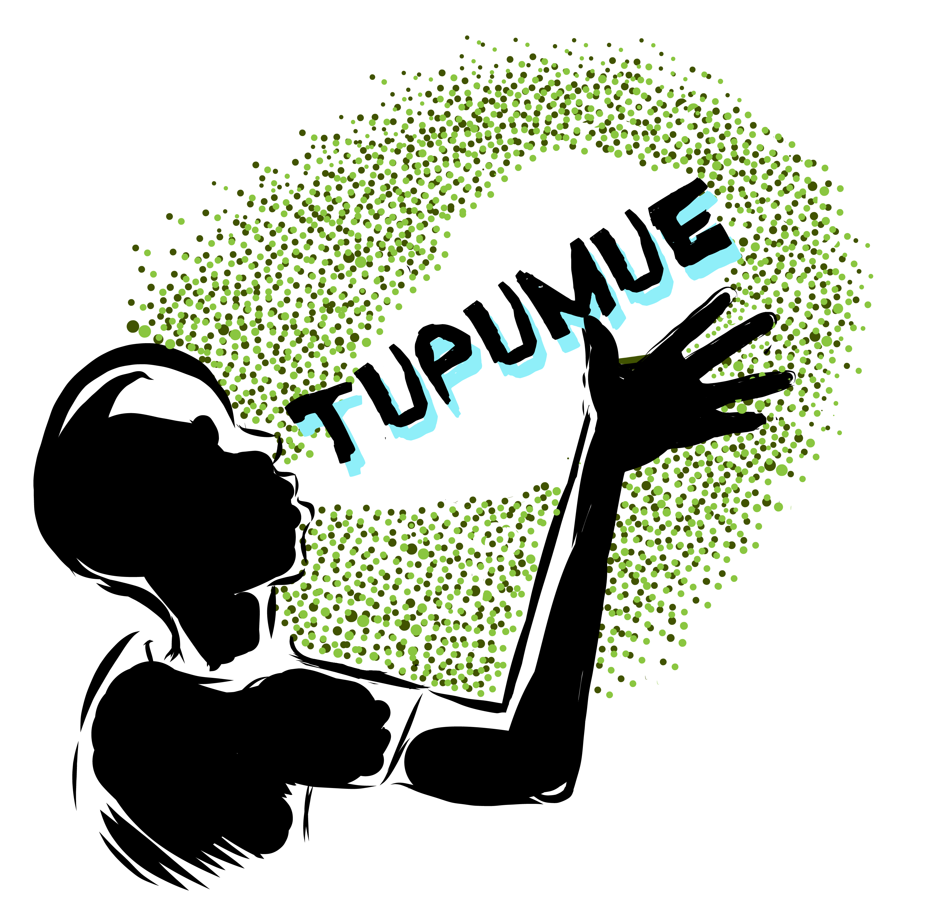 Drawing of a silhouette of a person with the word Tupumue coming out of their mouth.