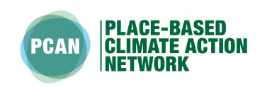 Circle with PCAN written in the center, with the words PLACE-BASED CLIMATE ACTION NETWORK written next to the circle
