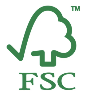 Green tick that forms the outline of a tree with FSC written below