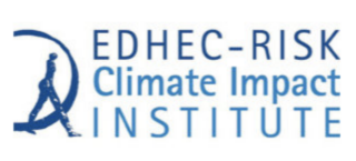 EDHEC-RISK Climate Impact Institute in blue with a person on the left side
