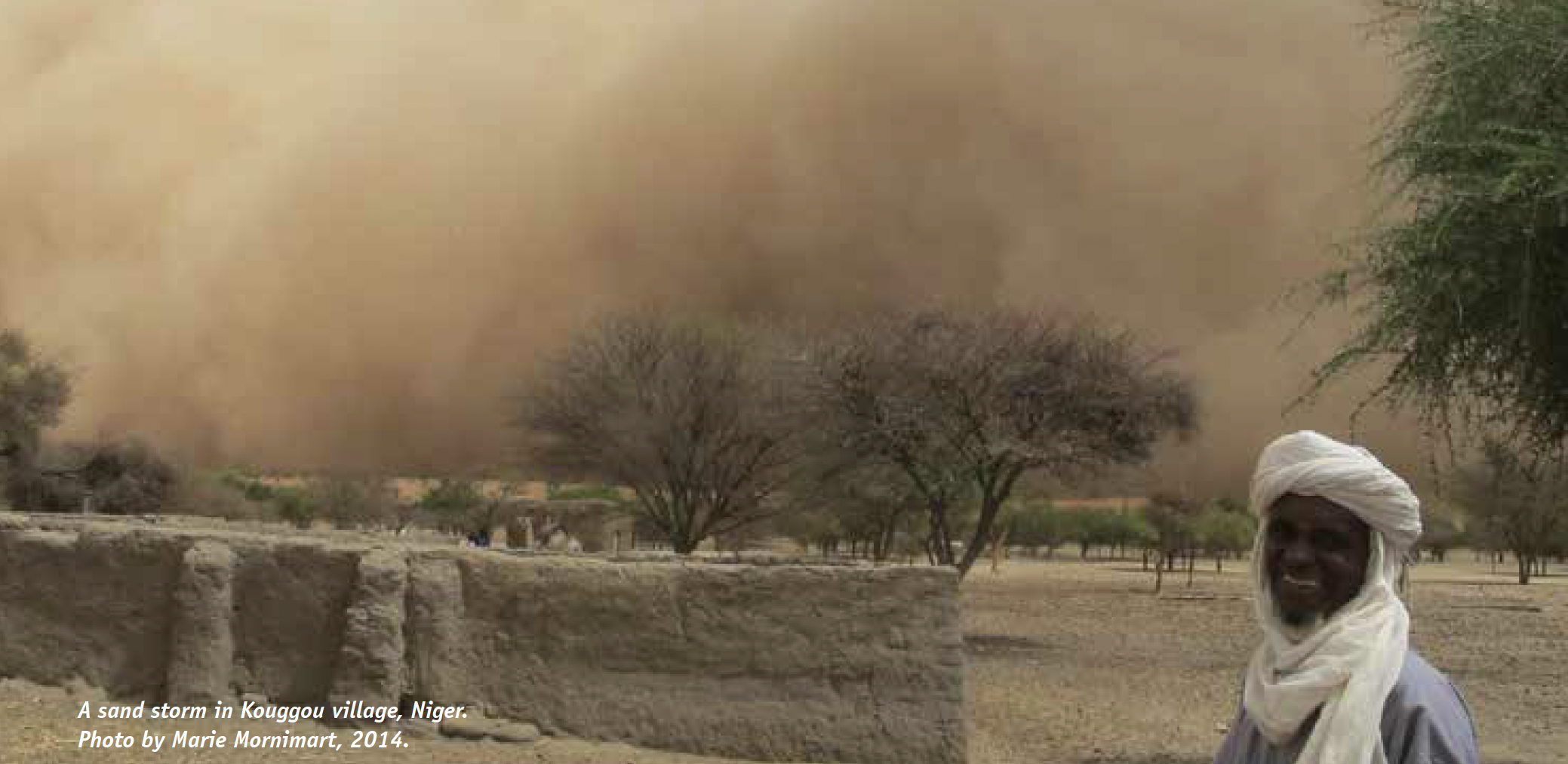 A sand storm in Kouggou village, Niger. Photo by Marie Mornimart, 2014.