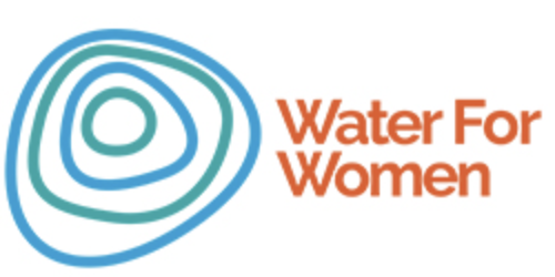 Blue circles and Water For Women in orange